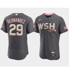 Men Washington Nationals 29 Yadiel Hernandez 2022 Grey City Connect Cherry Blossom Flex Base Stitched MLB jersey