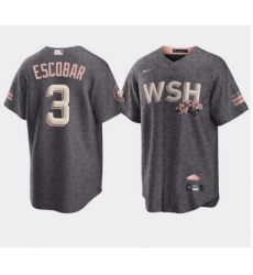 Men Washington Nationals 3 Alcides Escobar 2022 Grey City Connect Cherry Blossom Cool Base Stitched jersey