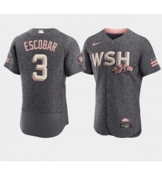 Men Washington Nationals 3 Alcides Escobar 2022 Grey City Connect Cherry Blossom Flex Base Stitched MLB jersey