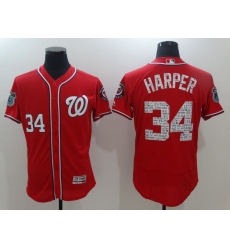 Men Washington Nationals #34 Harper Red Spring Edition Elite 2022 MLB Jersey