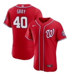 Men Washington Nationals 40 Josiah Gray Red Flex Base Stitched MLB Jersey