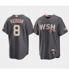 Men Washington Nationals 8 Carter Kieboom 2022 Grey City Connect Cherry Blossom Cool Base Stitched jersey