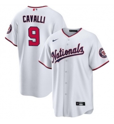 Men Washington Nationals 9 Cade Cavalli White Cool Base Stitched Baseball Jersey