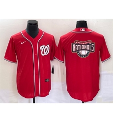 Men Washington Nationals Red Big Logo In Back Stitched Baseball Jersey