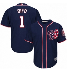 Mens Majestic Washington Nationals 1 Wilmer Difo Replica Navy Blue Alternate 2 Cool Base MLB Jersey 