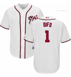 Mens Majestic Washington Nationals 1 Wilmer Difo Replica White Home Cool Base MLB Jersey 