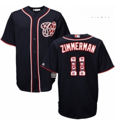 Mens Majestic Washington Nationals 11 Ryan Zimmerman Authentic Navy Blue Team Logo Fashion Cool Base MLB Jersey