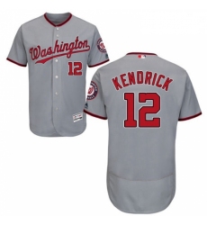 Mens Majestic Washington Nationals 12 Howie Kendrick Grey Road Flex Base Authentic Collection MLB Jersey