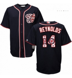 Mens Majestic Washington Nationals 14 Mark Reynolds Authentic Navy Blue Team Logo Fashion Cool Base MLB Jersey 
