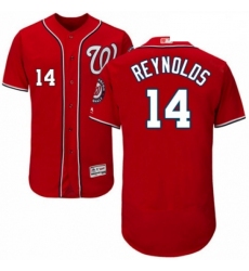 Mens Majestic Washington Nationals 14 Mark Reynolds Red Alternate Flex Base Authentic Collection MLB Jersey
