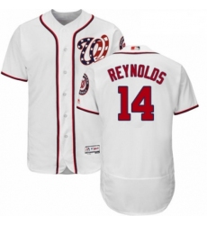 Mens Majestic Washington Nationals 14 Mark Reynolds White Home Flex Base Authentic Collection MLB Jersey