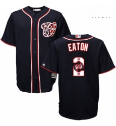 Mens Majestic Washington Nationals 2 Adam Eaton Authentic Navy Blue Team Logo Fashion Cool Base MLB Jersey