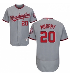 Mens Majestic Washington Nationals 20 Daniel Murphy Grey Road Flex Base Authentic Collection MLB Jersey
