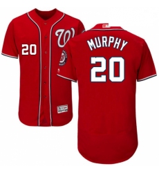 Mens Majestic Washington Nationals 20 Daniel Murphy Red Alternate Flex Base Authentic Collection MLB Jersey