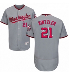 Mens Majestic Washington Nationals 21 Brandon Kintzler Grey Road Flex Base Authentic Collection MLB Jersey 