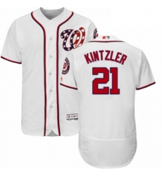 Mens Majestic Washington Nationals 21 Brandon Kintzler White Home Flex Base Authentic Collection MLB Jersey