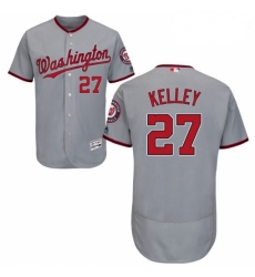 Mens Majestic Washington Nationals 27 Shawn Kelley Grey Road Flex Base Authentic Collection MLB Jersey