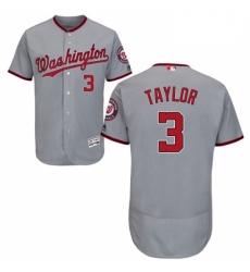 Mens Majestic Washington Nationals 3 Michael Taylor Grey Road Flex Base Authentic Collection MLB Jersey