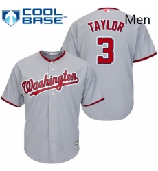 Mens Majestic Washington Nationals 3 Michael Taylor Replica Grey Road Cool Base MLB Jersey