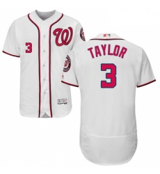 Mens Majestic Washington Nationals 3 Michael Taylor White Home Flex Base Authentic Collection MLB Jersey