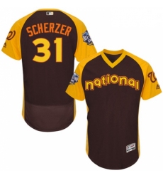 Mens Majestic Washington Nationals 31 Max Scherzer Brown 2016 All Star National League BP Authentic Collection Flex Base MLB Jersey