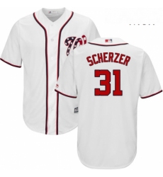 Mens Majestic Washington Nationals 31 Max Scherzer Replica White Home Cool Base MLB Jersey