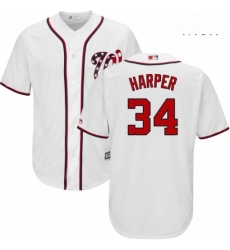 Mens Majestic Washington Nationals 34 Bryce Harper Replica White Home Cool Base MLB Jersey