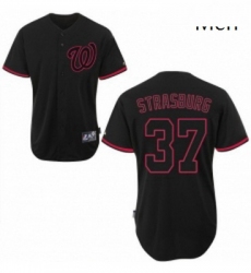 Mens Majestic Washington Nationals 37 Stephen Strasburg Authentic Black Fashion MLB Jersey
