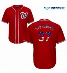 Mens Majestic Washington Nationals 37 Stephen Strasburg Authentic Red USA Flag Fashion MLB Jersey