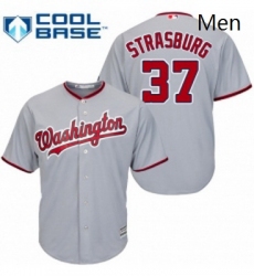 Mens Majestic Washington Nationals 37 Stephen Strasburg Replica Grey Road Cool Base MLB Jersey