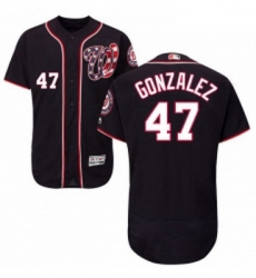 Mens Majestic Washington Nationals 47 Gio Gonzalez Navy Blue Alternate Flex Base Authentic Collection MLB Jersey
