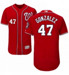 Mens Majestic Washington Nationals 47 Gio Gonzalez Red Alternate Flex Base Authentic Collection MLB Jersey