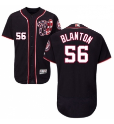 Mens Majestic Washington Nationals 56 Joe Blanton Navy Blue Flexbase Authentic Collection MLB Jersey