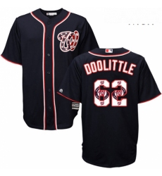 Mens Majestic Washington Nationals 62 Sean Doolittle Authentic Navy Blue Team Logo Fashion Cool Base MLB Jersey 