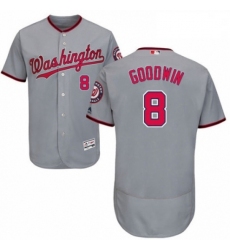 Mens Majestic Washington Nationals 8 Brian Goodwin Grey Road Flex Base Authentic Collection MLB Jersey