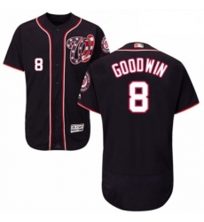 Mens Majestic Washington Nationals 8 Brian Goodwin Navy Blue Alternate Flex Base Authentic Collection MLB Jersey