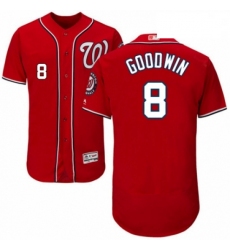 Mens Majestic Washington Nationals 8 Brian Goodwin Red Alternate Flex Base Authentic Collection MLB Jersey 