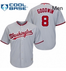 Mens Majestic Washington Nationals 8 Brian Goodwin Replica Grey Road Cool Base MLB Jersey 