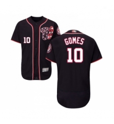 Mens Washington Nationals 10 Yan Gomes Navy Blue Alternate Flex Base Authentic Collection Baseball Jersey