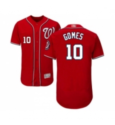 Mens Washington Nationals 10 Yan Gomes Red Alternate Flex Base Authentic Collection Baseball Jersey