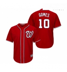 Mens Washington Nationals 10 Yan Gomes Replica Red Alternate 1 Cool Base Baseball Jersey 