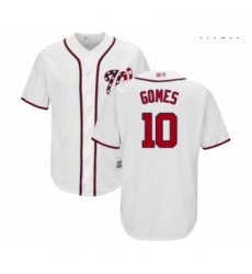 Mens Washington Nationals 10 Yan Gomes Replica White Home Cool Base Baseball Jersey 