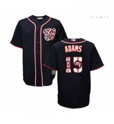 Mens Washington Nationals 15 Matt Adams Authentic Navy Blue Team Logo Fashion Cool Base Baseball Jersey 