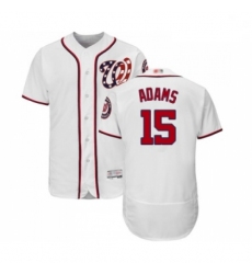 Mens Washington Nationals 15 Matt Adams White Home Flex Base Authentic Collection Baseball Jersey