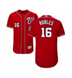 Mens Washington Nationals 16 Victor Robles Red Alternate Flex Base Authentic Collection Baseball Jersey