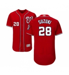 Mens Washington Nationals 28 Kurt Suzuki Red Alternate Flex Base Authentic Collection Baseball Jersey