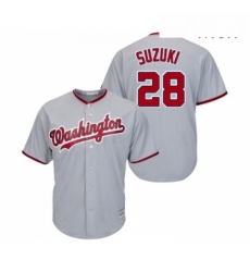 Mens Washington Nationals 28 Kurt Suzuki Replica Grey Road Cool Base Baseball Jersey 