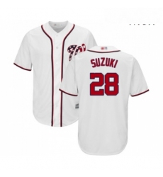 Mens Washington Nationals 28 Kurt Suzuki Replica White Home Cool Base Baseball Jersey 
