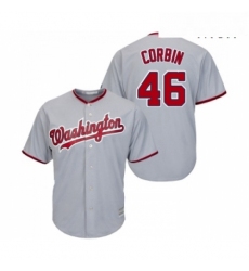 Mens Washington Nationals 46 Patrick Corbin Replica Grey Road Cool Base Baseball Jersey 