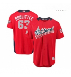 Mens Washington Nationals 63 Sean Doolittle Game Red National League 2018 Baseball All Star Baseball Jersey 